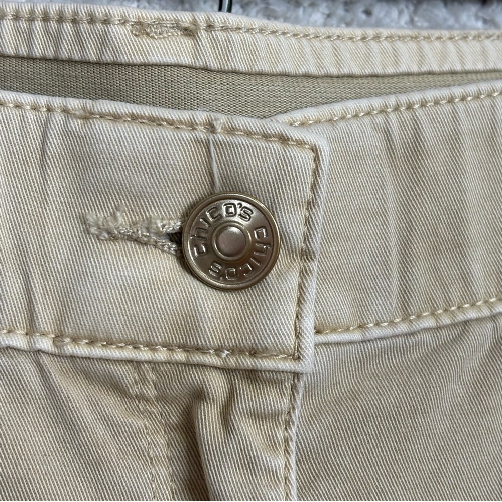 Chico's Pants Womens 2R/Lg 12 Khaki Flat Front Stretch Waistband Straight Leg‎ - Picture 3 of 14